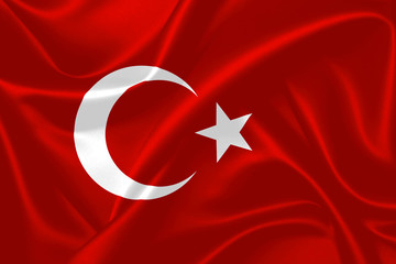Illustration of Turkey waving fabric flag