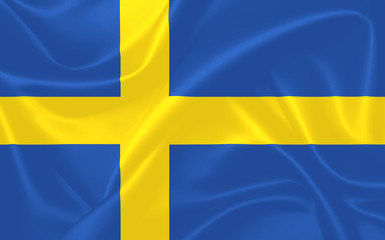 Illustration of Sweden waving fabric flag