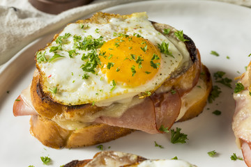 Homemade French Croque Madame Sandwich