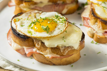 Homemade French Croque Madame Sandwich