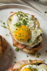 Homemade French Croque Madame Sandwich