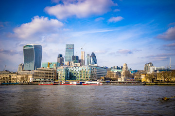 Fototapeta na wymiar Skyscrapers in financial district in London, UK