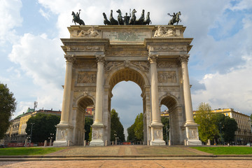 Fototapeta na wymiar Arco della Pace (Arch of Peace), Porta Sempione, Milan, Italy 
