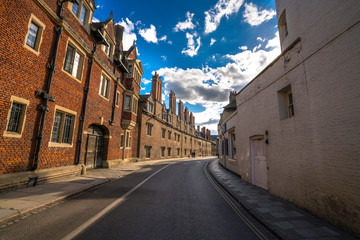 Pembroke street - traditional Cambridge city architecture in England