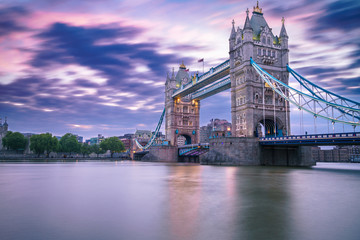 Tower bridge at sunrise  in London,England