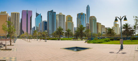 Panorama of modern skyscrapers in Abu Dhabi, United Emirates 