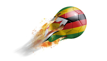 Flying Flaming Soccer Ball with Zimbabwe Flag