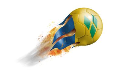 Flying Flaming Soccer Ball with Saint Vincent And The Grenadines Flag