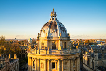 Aerial view of the Oxford University City with Radcliffe Camera Science Library 