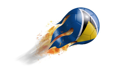 Flying Flaming Soccer Ball with Saint Lucia Flag
