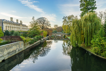 Fototapeta na wymiar Beautiful view river Cam in Cambridge in autumn season. Great Britain 
