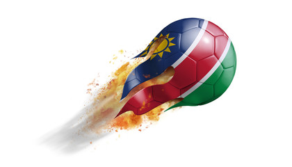 Flying Flaming Soccer Ball with Namibia Flag