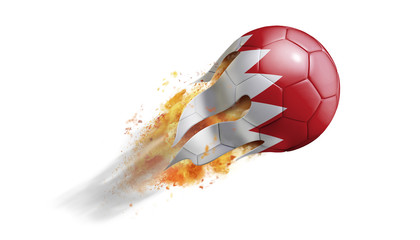 Flying Flaming Soccer Ball with Bahrain Flag