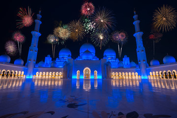Fireworks show at Sheikh Zayed Grand Mosque 