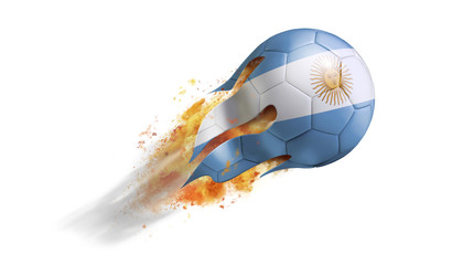 Flying Flaming Soccer Ball with Argentina Flag