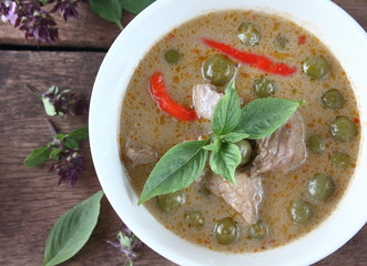 green curry with pork in coconut milk thai food
