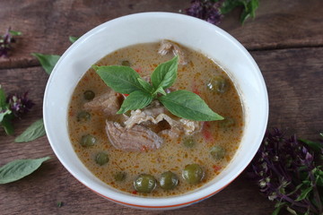 green curry with pork in coconut milk thai food