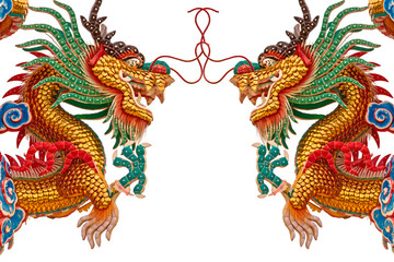 Close up Chinese dragon isolated on white background.
