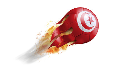 Flying Flaming Soccer Ball with Tunisia Flag