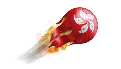 Flying Flaming Soccer Ball with Hong Kong Flag