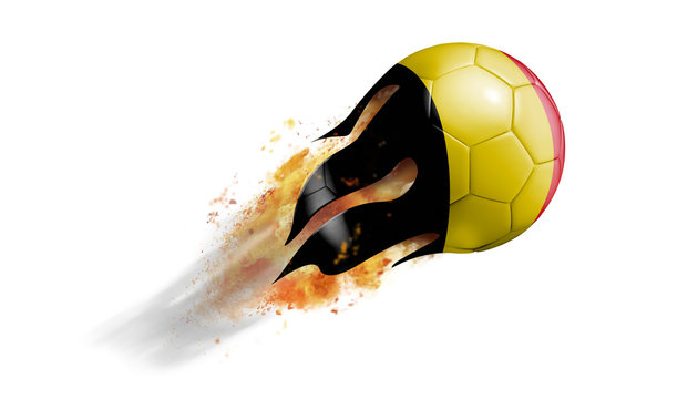 Flying Flaming Soccer Ball with Belgium Flag