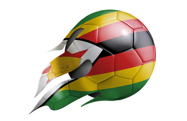 Flying Soccer Ball with Zimbabwe Flag