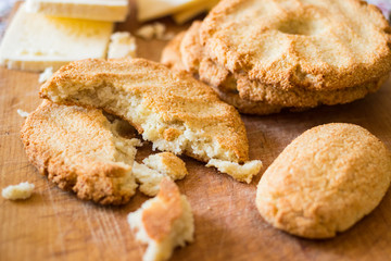 Mchadi - traditional Georgian cornbread traditionally eaten with lobio, suluguni cow cheese and beetroot pkhali appetizer with walnuts and spinach. Vegan vegetarian healthy food for lunch or dinner