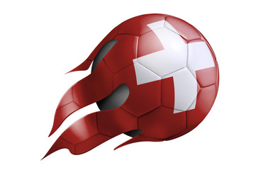 Flying Soccer Ball with Switzerland Flag