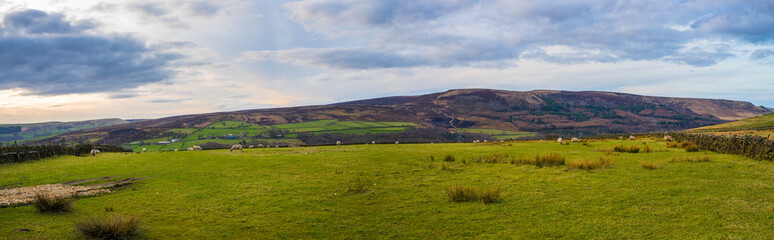 Fototapeta na wymiar Panorama of Peak District landscape in UK