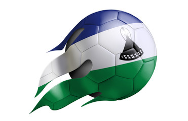 Flying Soccer Ball with Lesotho Flag