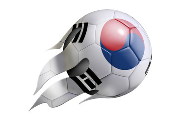 Flying Soccer Ball with South Korea Flag