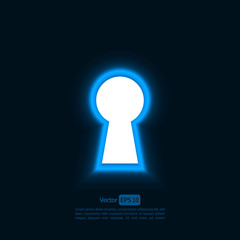 Vector illustration, Keyhole with lighting