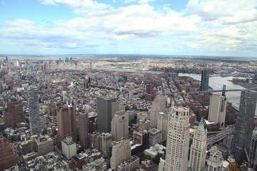 Naklejka na ściany i meble Aerial view of new york city from one world trade building