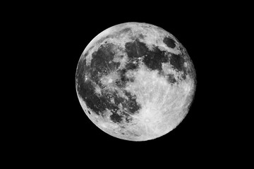 Full moon / The full moon is the lunar phase when the Moon appears fully illuminated from Earth's perspective. This occurs when Earth is located directly between the Sun and the Moon