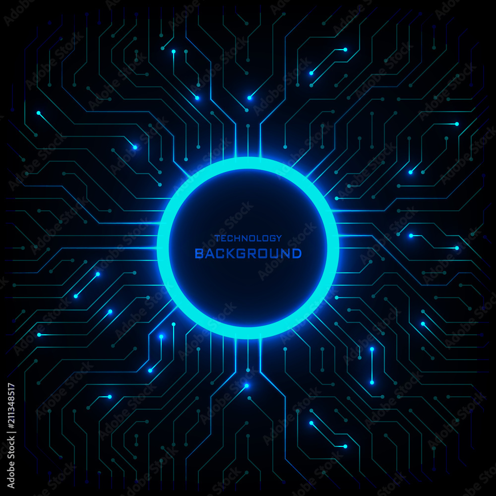 Wall mural abstract technology background. cyber security concept. digital circuit board vector illustration.