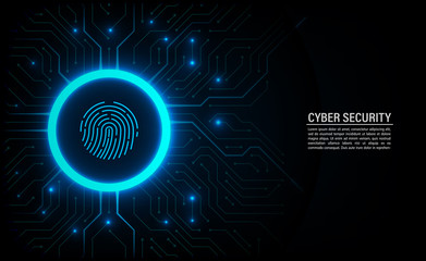 Abstract technology background. Cyber security concept. Fingerprint on circuit board vector background.
