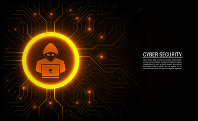 Abstract technology background. Cyber security concept. Hacker on digital circuit board vector illustration.