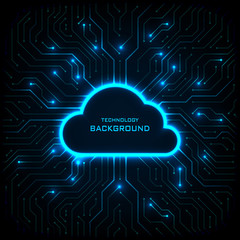 Abstract technology background. Cyber security concept. Cloud technology on digital circuit board vector illustration.