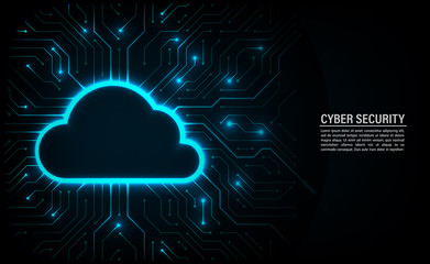 Abstract technology background. Cyber security concept. Cloud technology on digital circuit board vector illustration.