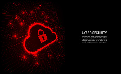 Abstract technology background. Cyber security concept. Cloud technology on digital circuit board vector illustration.