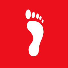 footprint. white icon on red background