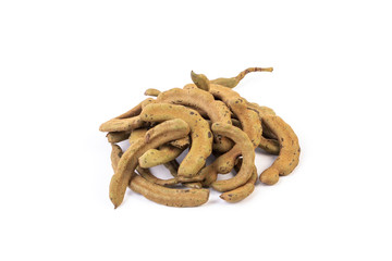 young tamarind fruit on white background