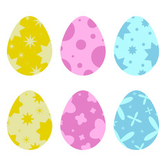 Set of colored isolated Easter eggs on a white background. Simple flat vector illustration. Suitable for decorating postcards, advertising, magazines.
