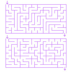 Abstract rectangular isolated labyrinth. An interesting and useful game for children and adults. Simple flat vector illustration.