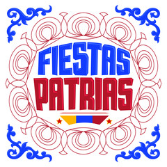 Fiestas Patrias, National Holidays spanish text, Colombia theme patriotic celebration banner, Colombian flag color