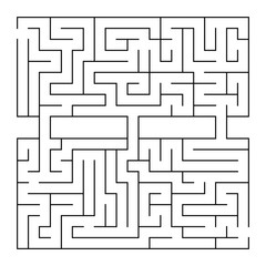 Abstract square isolated labyrinth of unusual shape. An interesting and useful game for children and adults. Simple flat vector illustration.