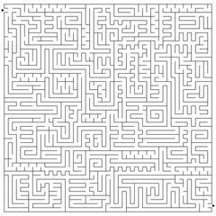 Abstract square complex isolated labyrinth. Black color on a white background. An interesting and useful game for children and adults. Simple flat vector illustration.