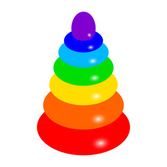 Children plastic toy colorful pyramid. Vector illustration.