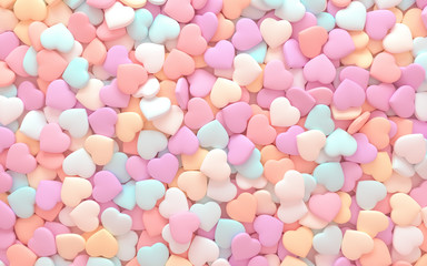 3d render. Texture of a heart candy on a light background. sweet, festive pattern.