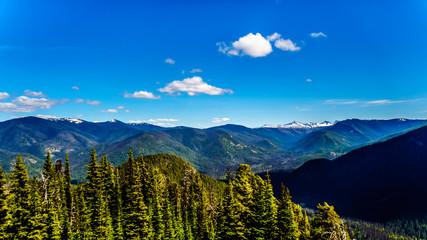 Rugged Peaks of the Cascade Mountain Range on the US-Canada border as seen from the Cascade Lookout...